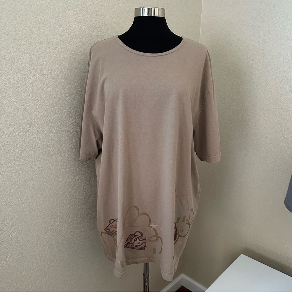 NWT Blue Fish Tan Hand Painted Organic Cotton Top Tunic Size 2